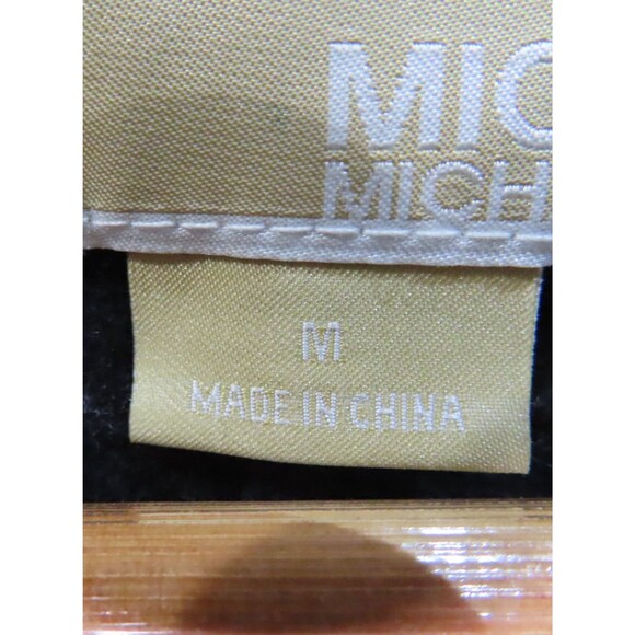 Michael Kors Fringe Belted Wrap Coat Medium Black Light Gray Plaid Wool Blend - Picture 8 of 14